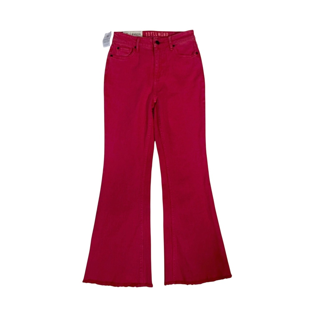 Idyllwind Kick Flare Jeans Womens Size 0 Cherry Pink NWT Raw Hem Miranda Lambert